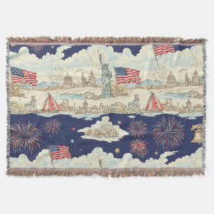 Vintage Americana fyrverkerier Scenisk (1) Filt