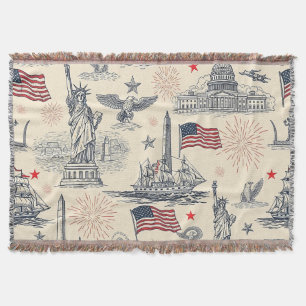 Vintage Americana fyrverkerier Scenisk (2) Filt