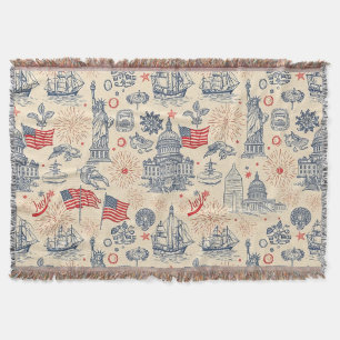 Vintage Americana fyrverkerier Scenisk (3) Filt