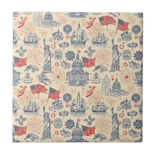 Vintage Americana fyrverkerier Scenisk (3) Kakelplatta