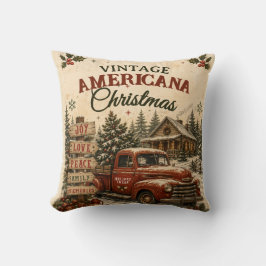Vintage Americana jul röda lastbils semesterkort Kudde