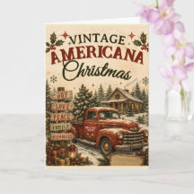 Vintage Americana julkort med röd lastbil