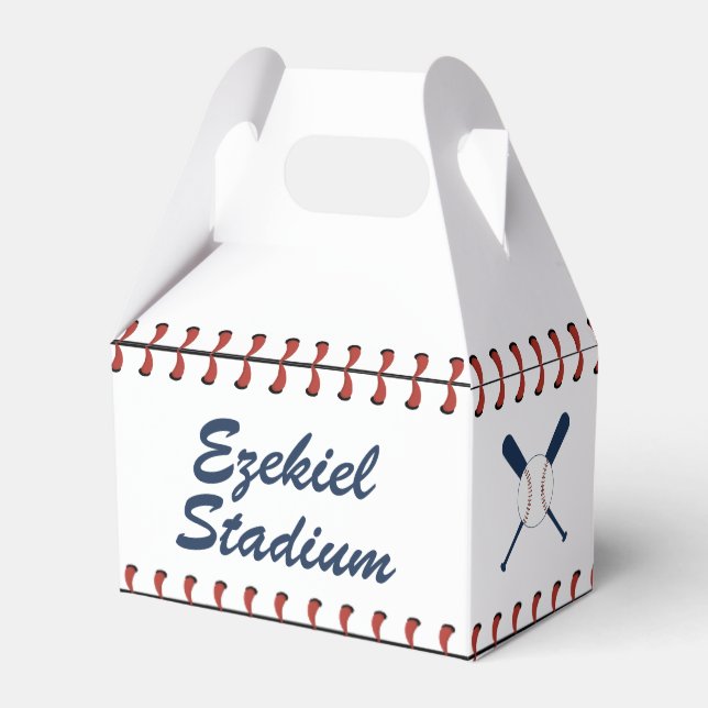 Vintage Americana Navy & Red Baseball Birthday Presentaskar (Framsidan Sidan)