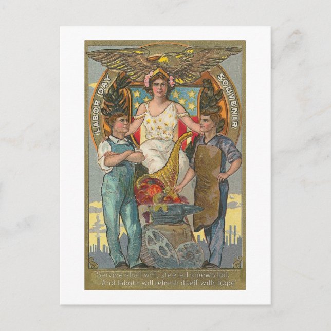 Vintage Americana Patriotic Labour Day Vykort (Framsida)