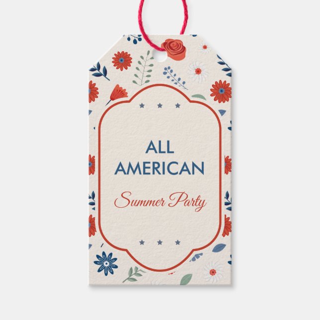 Vintage Americana Patriotisk Presenttagg Presentetikett (Framsidan)