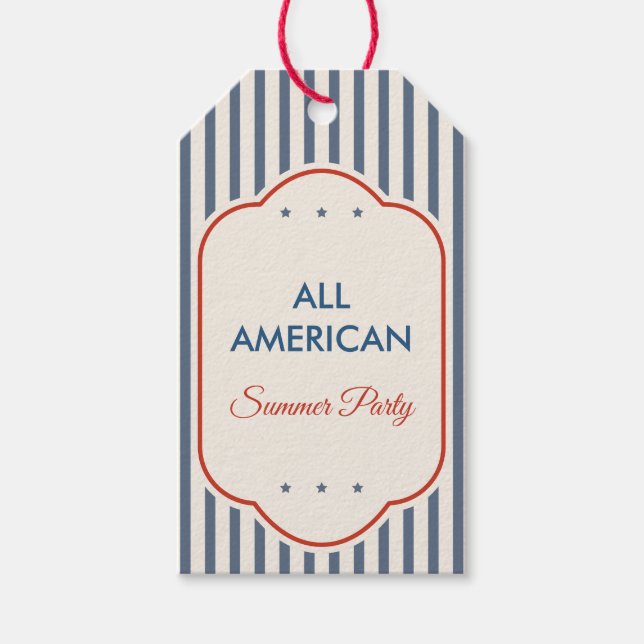 Vintage Americana Patriotisk Presenttagg Presentetikett (Framsidan)