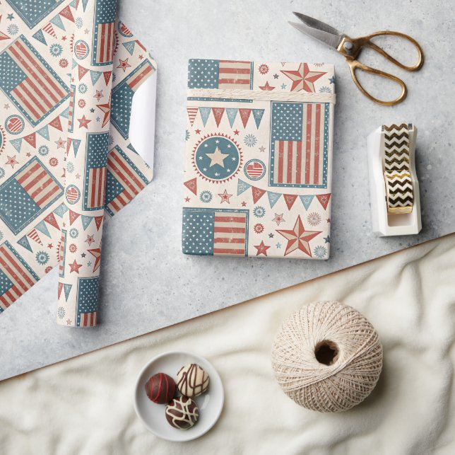 VINTAGE Americana  Presentpapper (Hantverk)