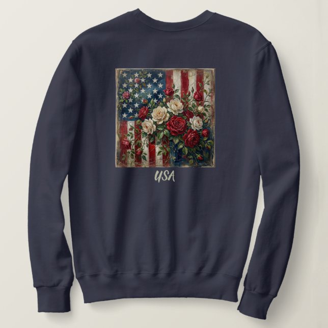 Vintage Americana Rose & Flag T-shirt (Design baksida)