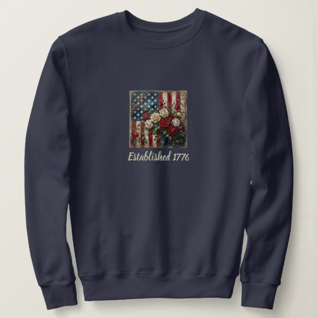 Vintage Americana Rose & Flag T-shirt (Design framsida)