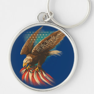 Vintage Americana Rund Silverfärgad Nyckelring