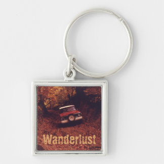 Vintage Americana Wanderlust Fyrkantig Silverfärgad Nyckelring