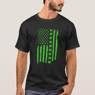 Vintage Amerika-N US-A Flagga, Shamrock Grönt-Klöv T Shirt