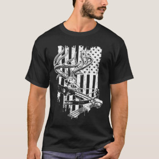 Vintage Amerikansk Armborst Jakt Flagga-Bågskytte T Shirt