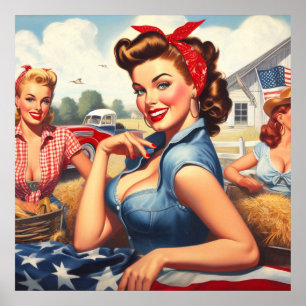 Vintage amerikansk countryflicka poster