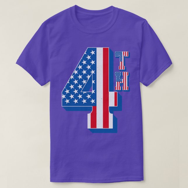 Vintage amerikansk Flagga 4:e text T Shirt (Design framsida)