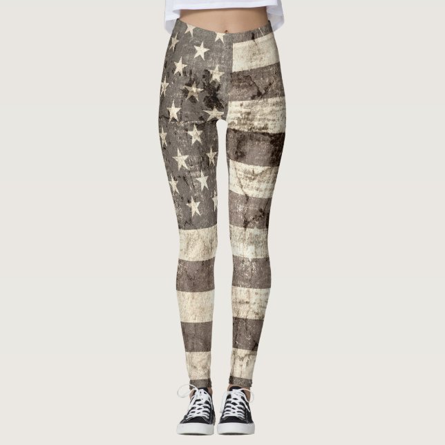 Vintage amerikansk flagga #7 leggings (Framsida)
