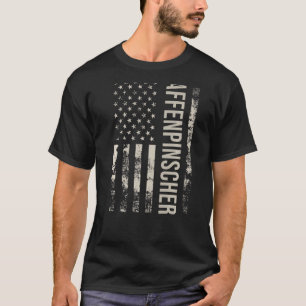 Vintage Amerikansk Flagga Affenpinscher Hund Premi T Shirt