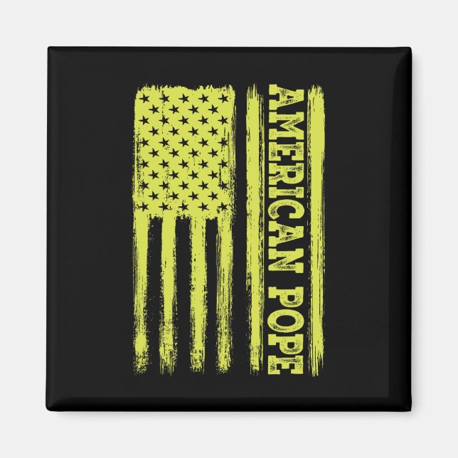 Vintage Amerikansk Flagga-amerikansk första påve Magnet (Framsidan)