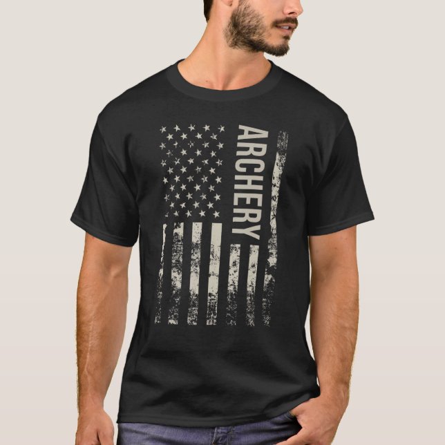 Vintage Amerikansk Flagga Archery T Shirt (Framsida)
