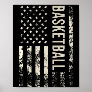 Vintage amerikansk flagga basket premium poster