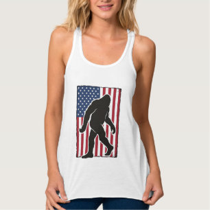 Vintage amerikansk flagga Bigfoot Silhuett Vektor  Linne Med Racerback