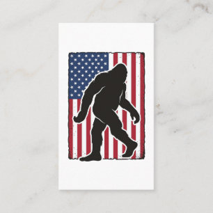 Vintage amerikansk flagga Bigfoot Silhuett Vektor Visitkort