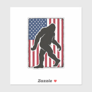 Vintage amerikansk flagga Bigfoot siluett Vector D Klistermärken