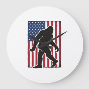 Vintage amerikansk flagga Bigfoot Siluett Vektor D Stor Klocka