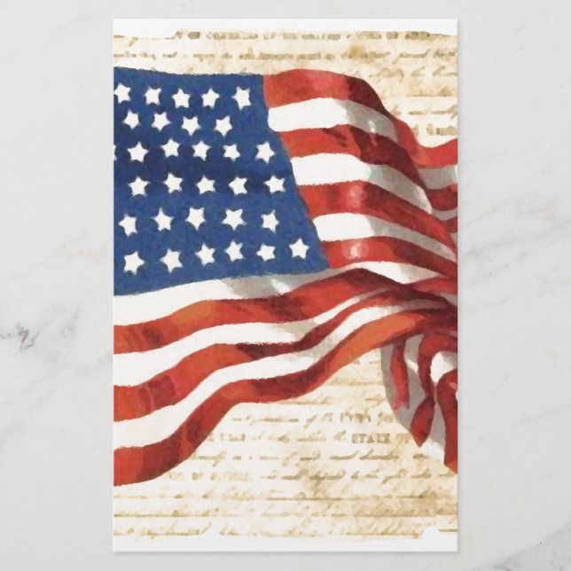 Vintage amerikansk flagga brevpapper (Framsida)