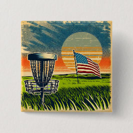 Vintage amerikansk flagga discgolf vintage sol knapp
