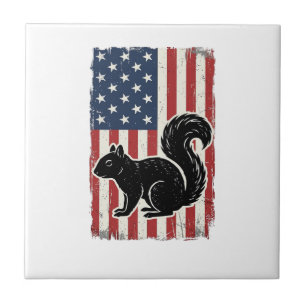 Vintage amerikansk flagga ekorre patriotisk skjort kakelplatta