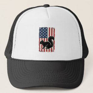Vintage amerikansk flagga ekorre patriotisk skjort keps