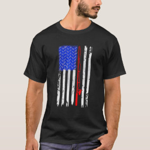 Vintage Amerikansk Flagga Fiskespö Usa Patriotisk T Shirt