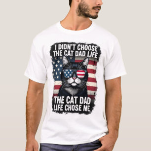 Vintage amerikansk flagga Kattpappa Fars dag Kattu T Shirt