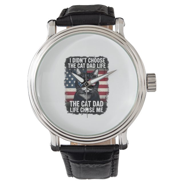 Vintage amerikansk flagga Kattpappa Fars dag Kitte Armbandsur (Framsida)