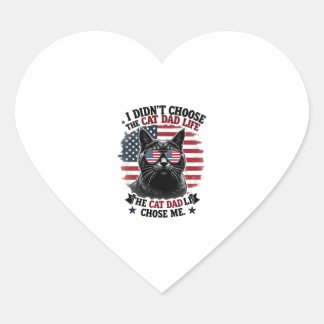 Vintage amerikansk flagga Kattpappa Fars dag Kitte Hjärtformat Klistermärke