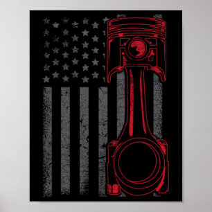Vintage amerikansk flagga kolv rolig muskelbil mek poster