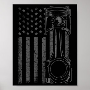 Vintage amerikansk flagga kolv rolig muskelbil mek poster