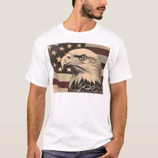 Vintage amerikansk flagga med vit havsörn t shirt