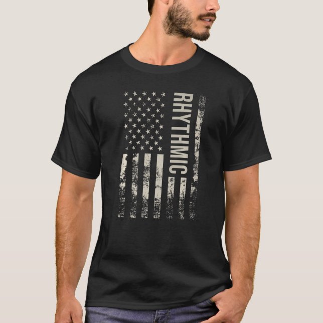 Vintage Amerikansk Flagga Rhythmic Premium T Shirt (Framsida)