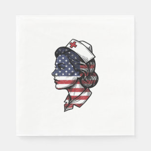 Vintage amerikansk flagga sjuksköterska profil vek pappersservett