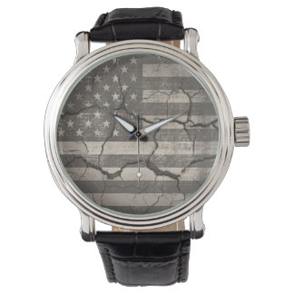 Vintage amerikansk flagga sprucken armbandsur
