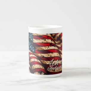 Vintage amerikansk flaggkonst för 4 juli benporslin mugg