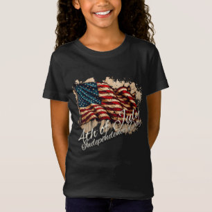Vintage amerikansk flaggkonst för 4 juli t shirt