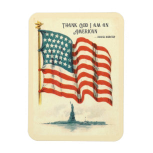 Vintage amerikansk flaggstaty av Frihetsgudinnan Magnet