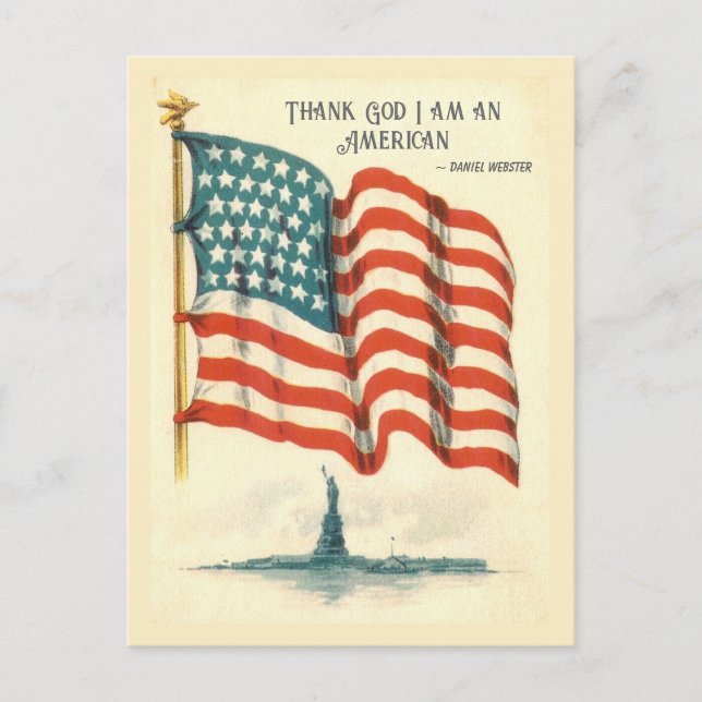 Vintage amerikansk flaggstaty Liberty Blank Vykort (Framsida)
