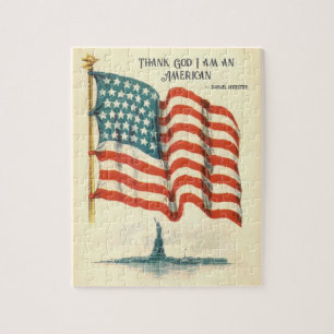 Vintage amerikansk flaggstaty Liberty Pussel