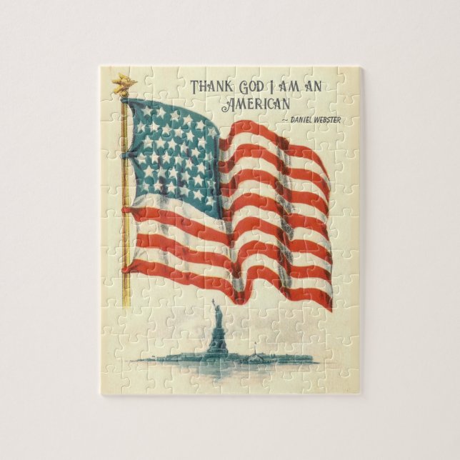 Vintage amerikansk flaggstaty Liberty Pussel (Vertikal)