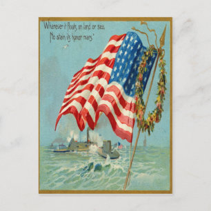 Vintage amerikansk patriotisk militär vykort