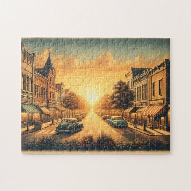 Vintage amerikansk stad pussel (Horisontell)